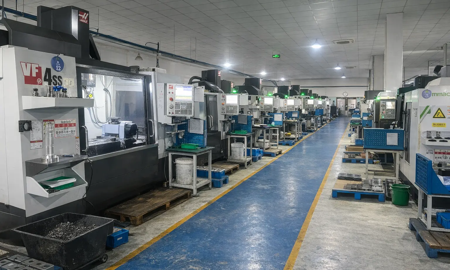 Precimach CNC machining factory floor — precision machined parts production China