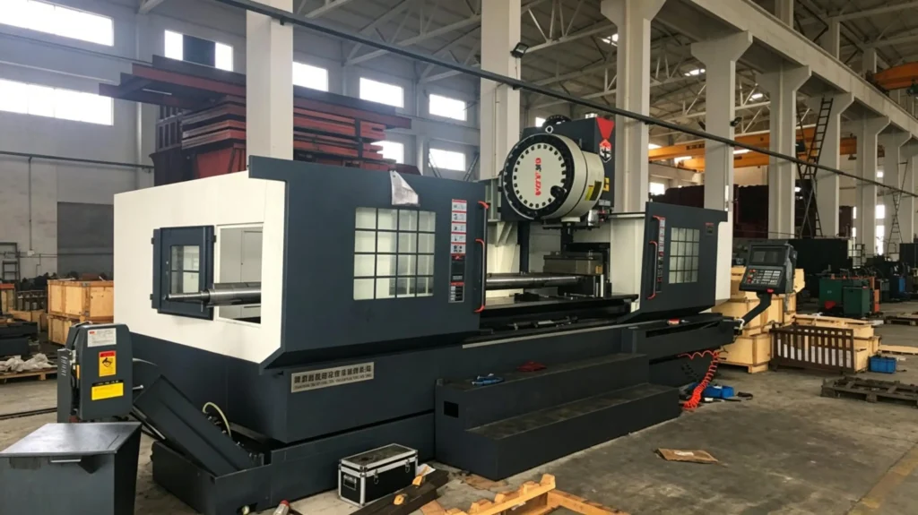 "Advanced CNC machine shop with 16-meter CNC lathes, large horizontal turning equipment for heavy and precision shaft machining at Precimach"