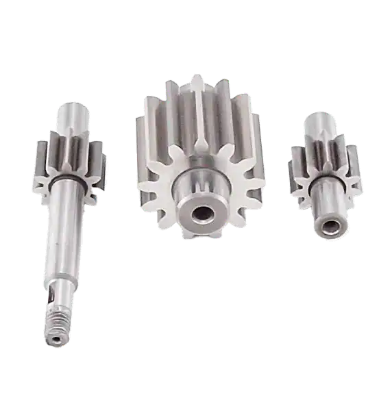 Precision CNC turned gear shaft — hobbed gear teeth with precision journal bearing surfaces