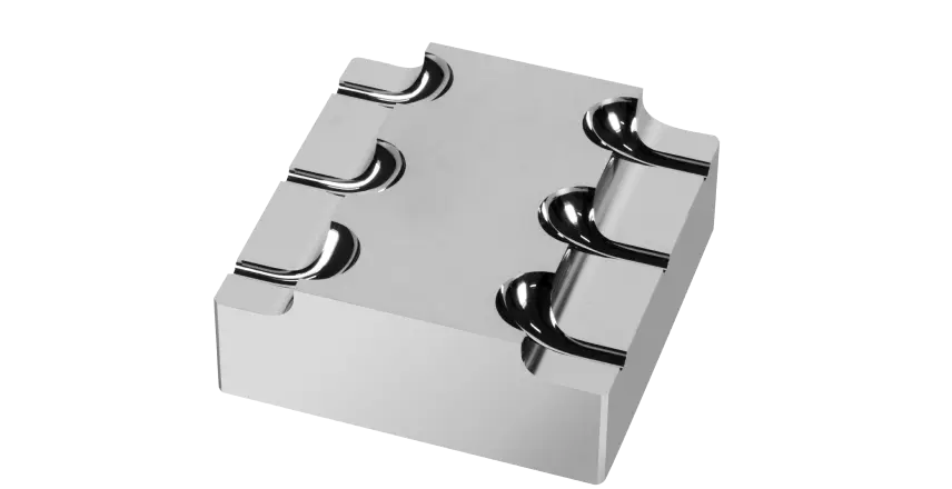 CNC milled mold test block — hardened tool steel precision cavity