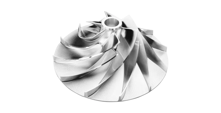 CNC 5-axis milled turbo impeller — complex freeform surface machining